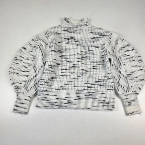 Varley $158 Black/White Belgrave‎ Knit Sweater Funnel Neck Dramatic Sleeve Small - Picture 4 of 14